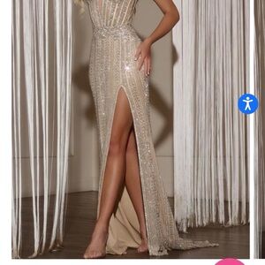 Jovani Gold and Silver Sequin Wedding Dress